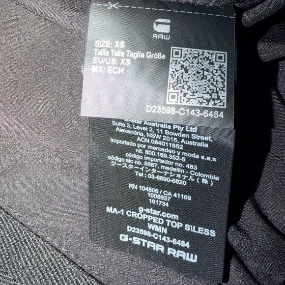 G-Star MA-1 Cropped Sleeveless Padded Top – Dark Black – XS (NWT) - Picture 11 of 11